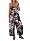 Palm Leaves Print Spaghetti Strap Wide Leg jumpsuit