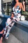Spaghetti Strap Mixed Print Jumpsuit