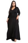 Royal Blue Plus Size Pocketed V Neck Maxi Dress