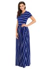 Striped Rosy Short Sleeve Maxi Dress