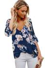 V Neck Buttoned Floral Print Blouse