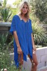 Crochet Knitted Tassel Tie Kimono Beachwear
