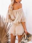Sexy Off Shoulder Ruffle Sleeve Chiffon Romper