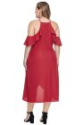 Off Shoulder Drop Sleeve Plus Size Party Dress
