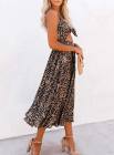 Women's Dresses Cami Leopard Hollowed Out Maxi Dress