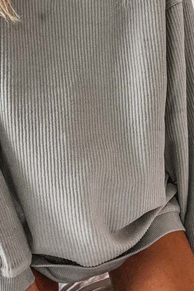 Solid Oversized Crew Neck Sweatshirt For Women