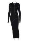 Plus Size Hooded Long Sleeve Maxi Dress Womens Sexy Bodycon Dress