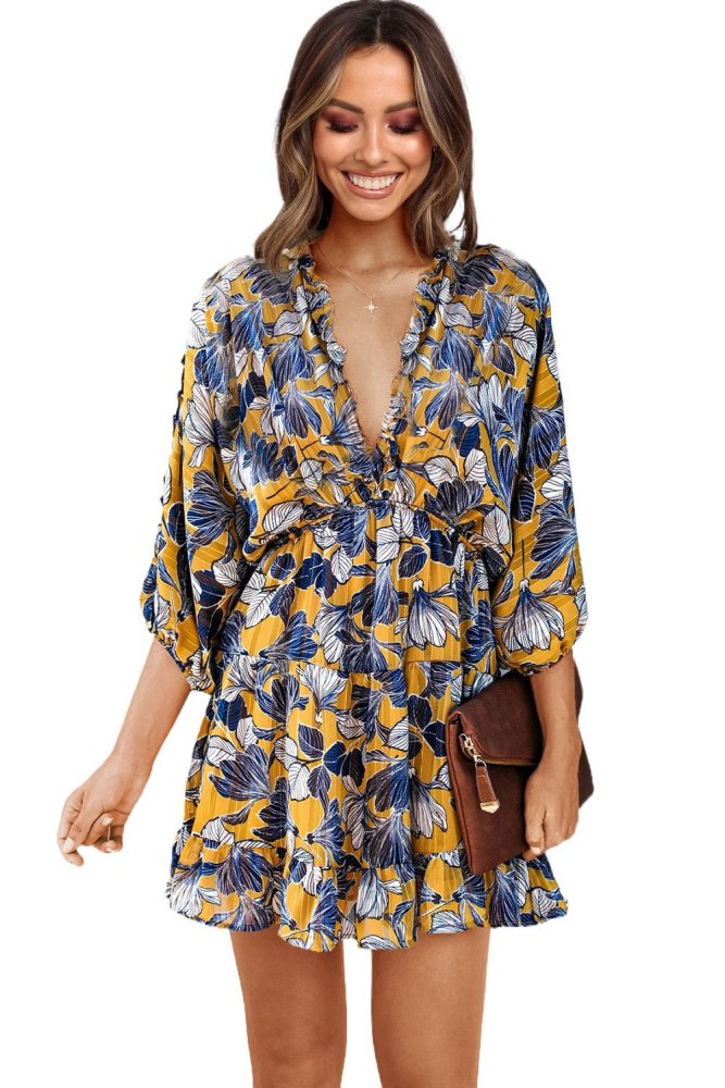 Ruffle Tiered Babydoll Style Mini Dress