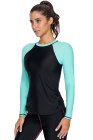 Rosy Black Colorblock Long Sleeve Rashguard
