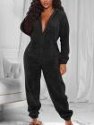 Fluffy Zip Up Onesie Pajama Outfits Sleepwear