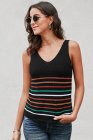 Multicolor Stripes White Knit Tank Top