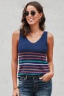 Multicolor Stripes White Knit Tank Top