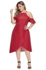 Off Shoulder Drop Sleeve Plus Size Party Dress