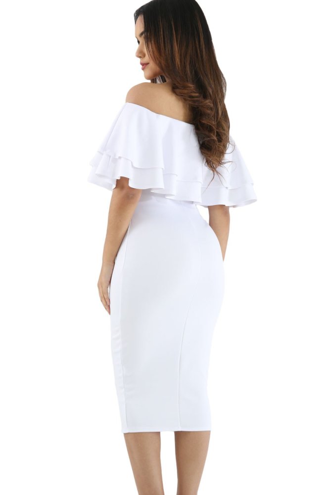 Layered Ruffle Off Shoulder Curvaceous Dress