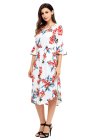 Light Blue 3/4 Bell Sleeve Floral Midi Dress