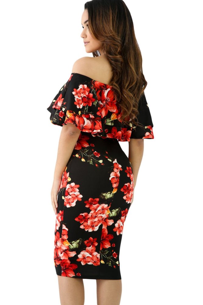 Layered Ruffle Off Shoulder Curvaceous Dress