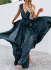 Sleeveless Pleated Split Knot Front Maxi Dress