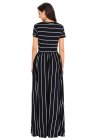 Striped Rosy Short Sleeve Maxi Dress