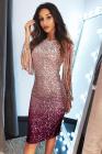 Ombre Sequin Tassel Sleeve Bodycon Evening Dress