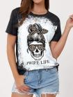 Mom Life Skull Graphic Tees Tops Short Sleeve Tee Shirt