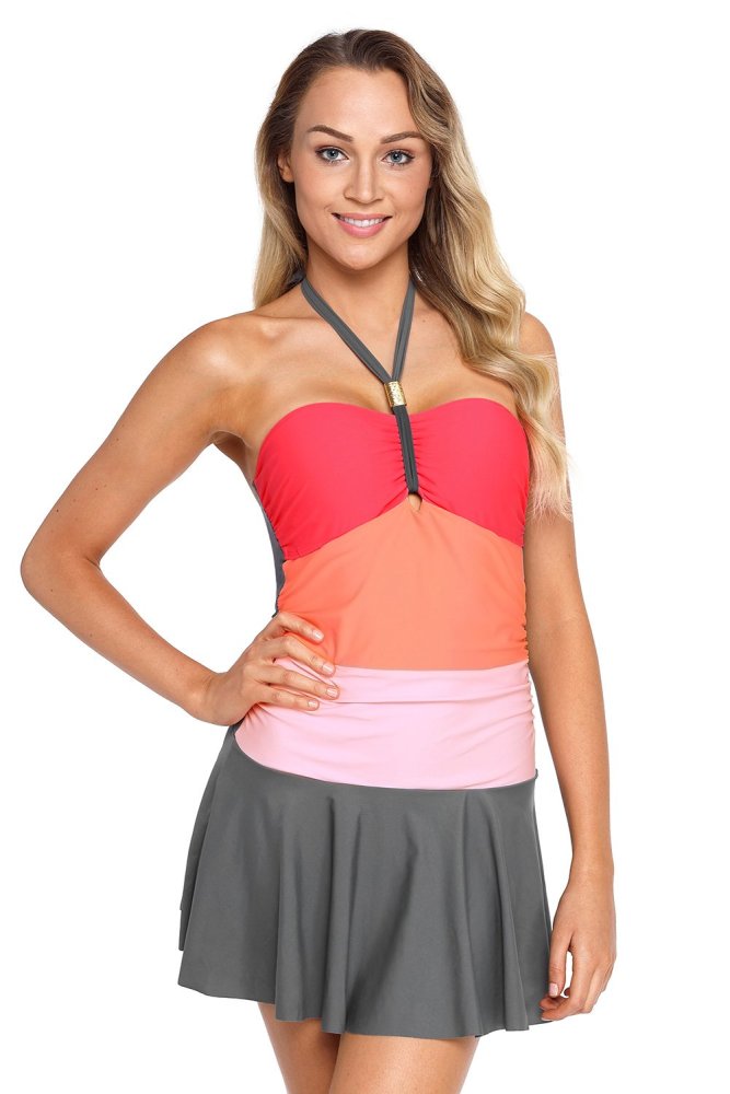 Color Gradient Sweet Halter Swimdress