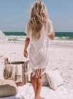 White Beach Cover Up Knitted Dress With Fringe