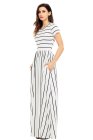 Striped Rosy Short Sleeve Maxi Dress