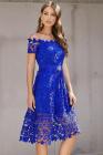 Off Shoulder Short Sleeve Crochet Party Dress