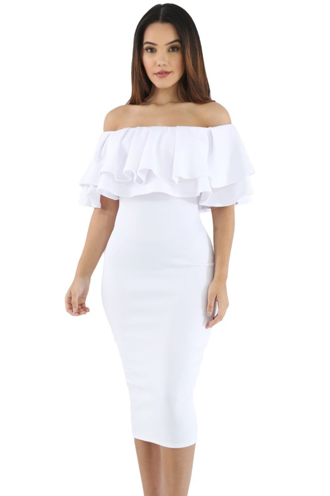 Layered Ruffle Off Shoulder Curvaceous Dress