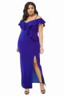 Plus Size Open Shoulder Ruffle Dress