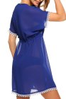 Deep V Neck Pom Pom Beach Tunic