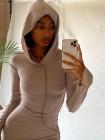 Plus Size Hooded Long Sleeve Maxi Dress Womens Sexy Bodycon Dress