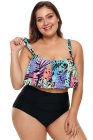Skull Key Print Hammock Flounce Crop High Waist Bikini