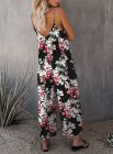 Palm Leaves Print Spaghetti Strap Wide Leg jumpsuit