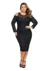Cold Shoulder Mesh Yoke Plus Size Dress