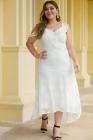 Asymmetric Ruffle Shoulder Design Plus Size Lace Dress