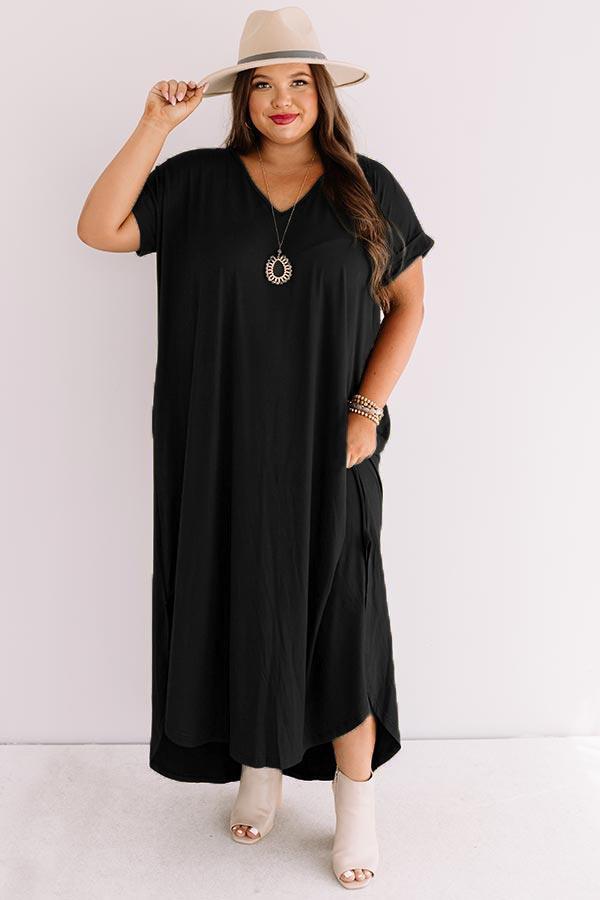 Plus Size V Neck Short Sleeve Maxi Dress with Slits