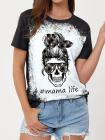 Mom Life Skull Graphic Tees Tops Short Sleeve Tee Shirt