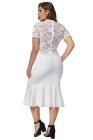 Lace Panel Peplum Hem Plus Size Sheath Dress