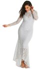 Plus Size High Neck Lace Fishtail Maxi Dress