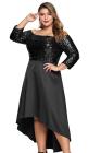 Off Shoulder Sequin Bodice Hi-lo Plus Size Dress