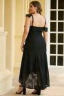 Asymmetric Ruffle Shoulder Design Plus Size Lace Dress