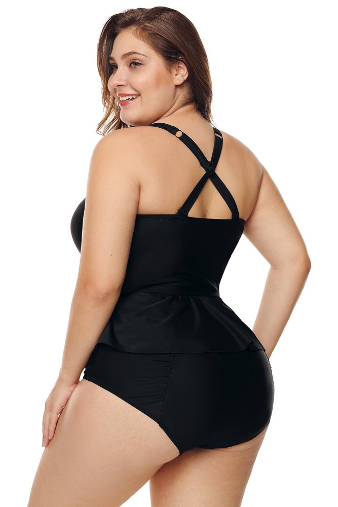 Moulded Cups Peplum Plus Size Bikini