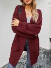 Open Front Oversized Chunky Knit Cardigan with Pocket