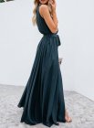 Sleeveless Pleated Split Knot Front Maxi Dress