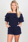 Off Shoulder Neckline Ruffled Detail Playsuit