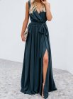 Sleeveless Pleated Split Knot Front Maxi Dress