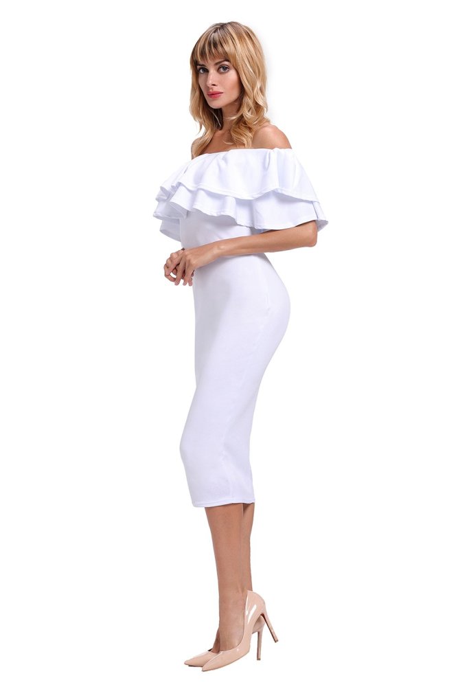 Layered Ruffle Off Shoulder Curvaceous Dress