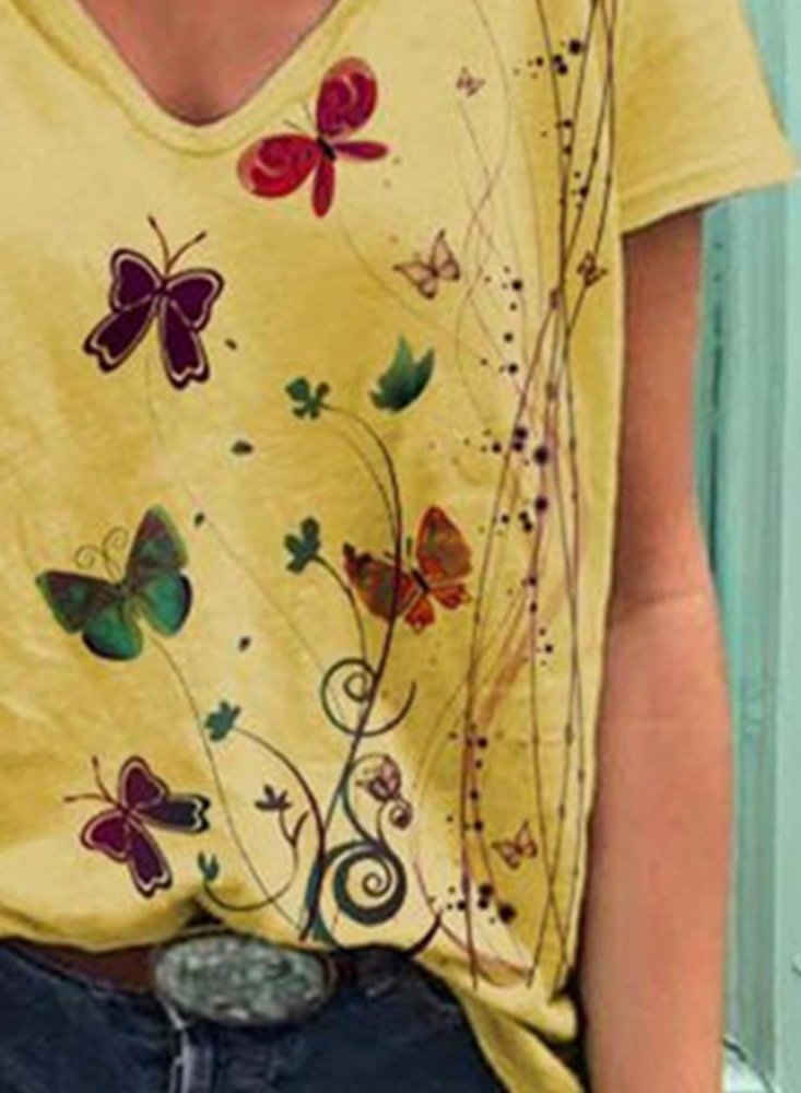 Women's T-shirts Butterfly Print T-shirt
