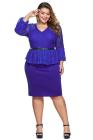 Plus Size Lace Bodice Peplum Dress with Belt